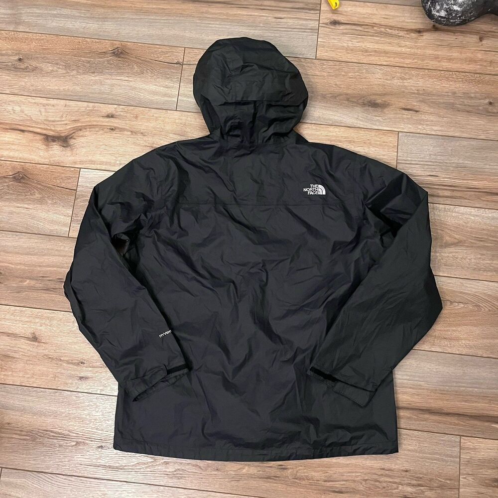 The North Face HyVent 2.5L Rain Jacket Black Hooded Waterproof Shell Men's XL - Picture 7 of 7